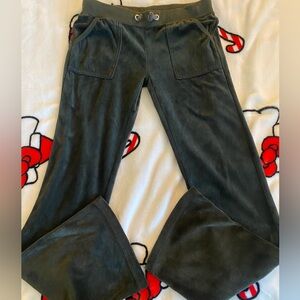 Y2K olive green flared velour track pants